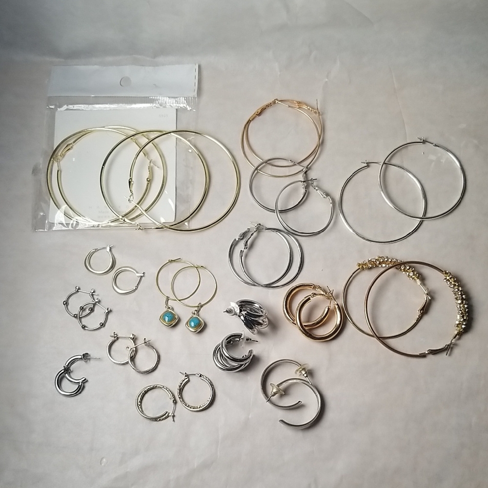 Multiple Set Of 16 Hoop And Loop Earrings Bundle